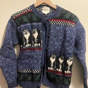 Blue Cat Pattern Sweater